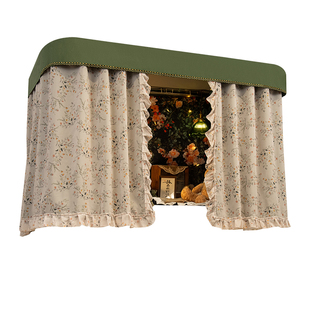 细嗅蔷薇复古宿舍强遮光床帘u型轨道大学生寝室下铺遮挡帘窗帘布