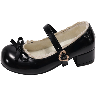 法式复古白色圆头厚底小皮鞋女2025年秋冬百搭浅口加绒玛丽珍单鞋