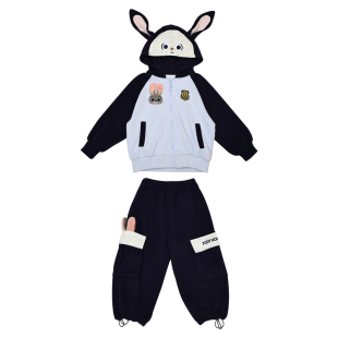 湖州织里2025秋季新款女童套装女孩中小童警官兔卡通外套朱迪韩版