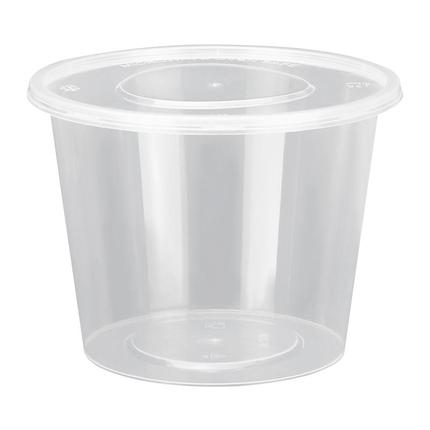圆形750ML一次性餐盒塑料打包加厚透明外卖饭盒快餐汤碗带盖整箱
