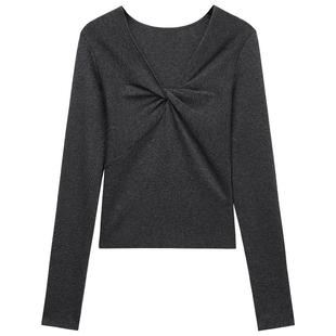 【特享折扣】欧时力 V领羊毛扭结针织毛衣设计感修身2025秋冬新品