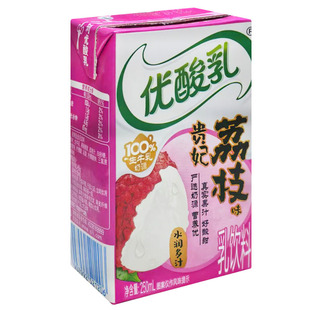 伊利优酸乳荔枝味酸奶250ML/24盒整箱装沙棘AD钙蓝莓杏子草莓苹果