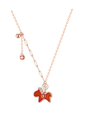 巷南925纯银马上有财项链本命年