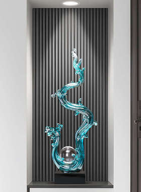 风生水起玄关装饰摆件高级感小众客厅入户酒店大堂艺术品雕塑摆设