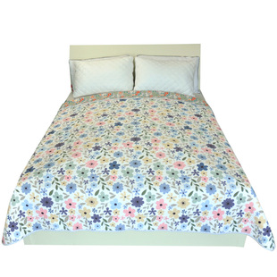 纯棉小碎花绗缝床盖单件双面用斜纹棉榻榻米衍缝炕垫双人夹棉床单