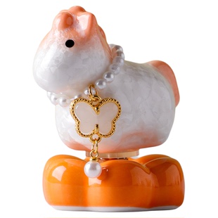 宏逐渐变紫结晶釉小马桌面小摆件陶瓷茶宠可爱马年萌物工艺品茶玩