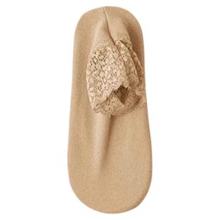 德绒秋冬加厚袜子蕾丝花边短袜女镂空保暖防滑硅胶船袜隐形不勒脚