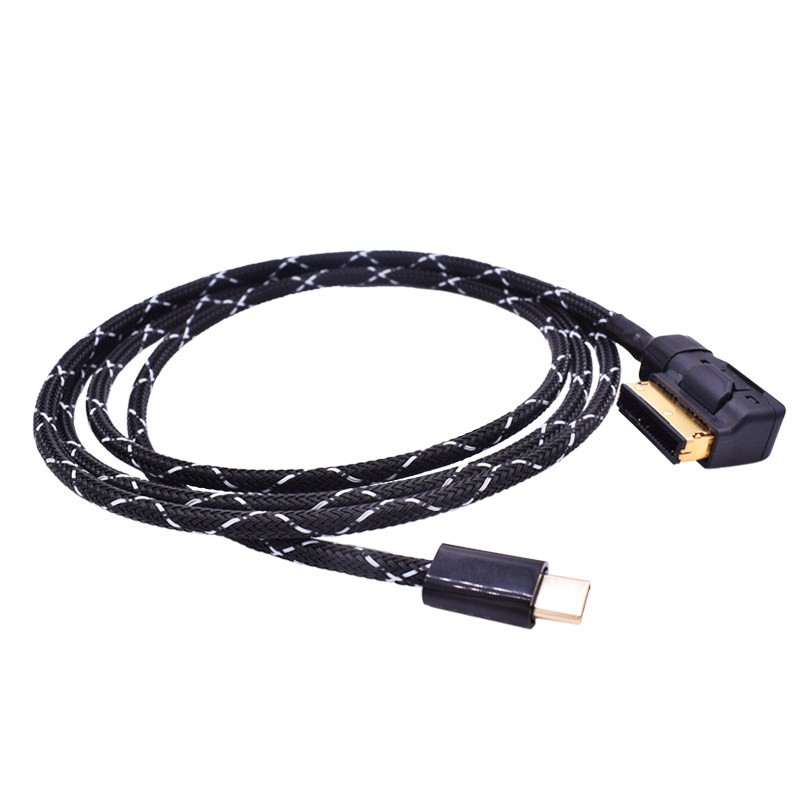 适用大众奥迪AMI线q5 a6 A8l q7连接iPhone苹果13/12X手机安卓接口Type C转AMI AUX音频线3.5mm插头Lightning
