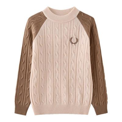 恒源祥儿童羊毛衫撞色半高领男童加厚毛衣中大童秋冬针织拼接打底