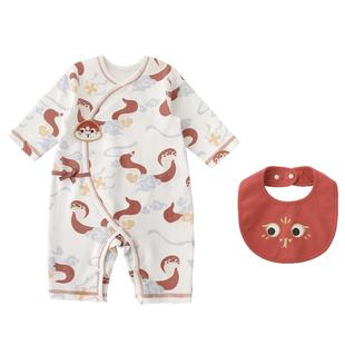 满月百天蛇宝宝衣服国风夏季长袖薄款空调服睡衣新生儿婴儿连体衣