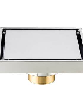 四方隐形全铜防臭镶砖灰色地漏