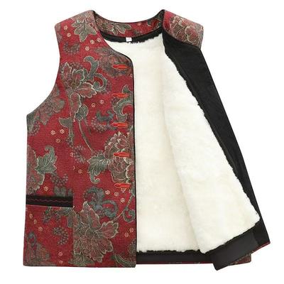 秋冬中式羊毛马甲女皮毛一体坎肩