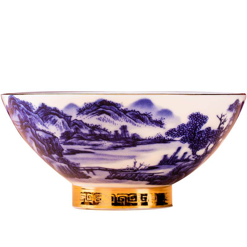 亮玉景德镇骨瓷家用青花瓷吃饭碗