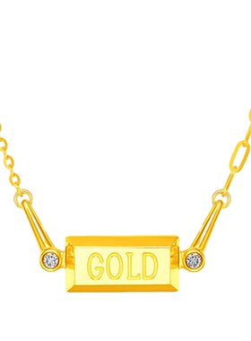 18k金暴富小金条钻石项链小金砖轻奢高级感锁骨链送女友生日礼物