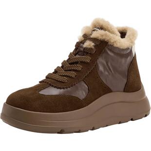 Bata休闲鞋女2025冬商场新款通勤百搭厚底高帮加绒德训鞋AD152DM5