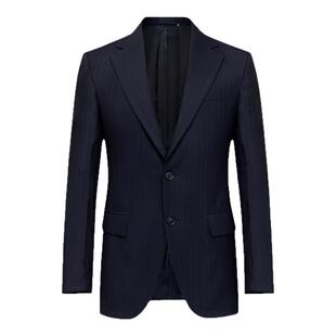 KIESSU Navy Suit定制商务修身白领通勤藏青条纹西服套装西服