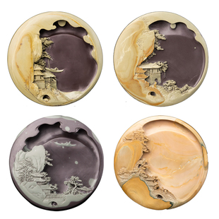 【孤品】善琏湖笔砚台原石石砚苴却砚可磨墨毛笔书法专用高档文房四宝国画用品歙砚端砚摆件教师节礼物礼盒