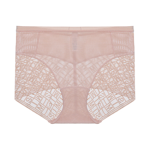爱美丽IMIS字母提花内裤女春夏高腰包臀收腹净痕网眼蕾丝平角短裤