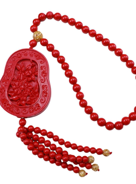 朱砂胶泥富贵花本命年护身挂件