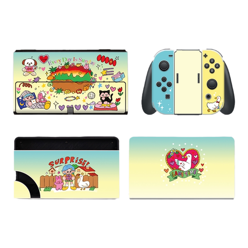 SkinAT适用于任天堂游戏机主机全包贴纸 switch oled 膜NS痛贴痛机贴配件手柄Switch2外壳彩膜TV盒创意贴