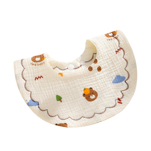 婴幼儿围嘴宝宝口水巾六层绉布纱布婴儿围兜新生儿童防吐奶饭兜