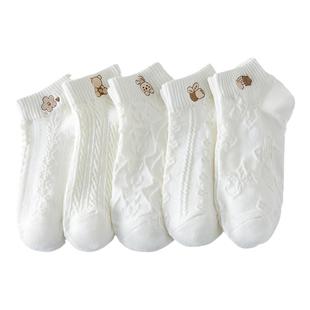 白色袜子女士短袜夏季透气防臭学生卡通袜可爱日系sock潮低帮船袜