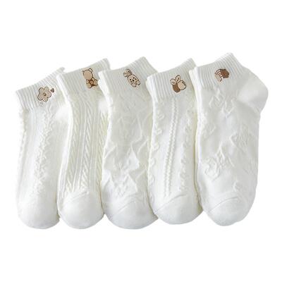 白色袜子女士短袜夏季透气防臭学生卡通袜可爱日系sock潮低帮船袜