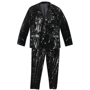 年会酒会歌手艺考街拍演出跳舞台团队服亮片修身超短小西服9065