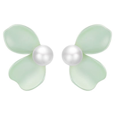 一撇一捺YPYN零落花瓣耳钉花朵耳环女绿色清新艺术生耳饰原创设计