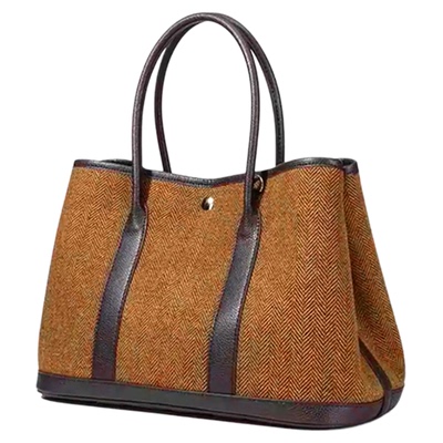 头层牛皮羊绒花园包女通勤托特包