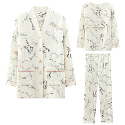 熊猫皇后月子服秋冬产后纯棉a类加厚空气棉哺乳孕妇睡衣冬季产妇