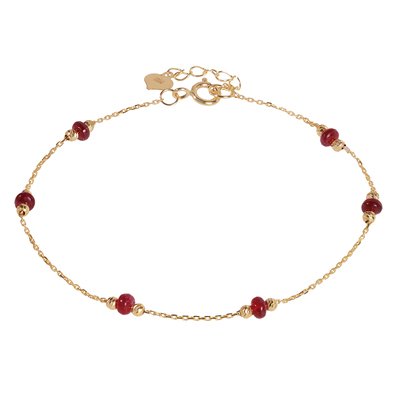 若华红宝石18K金彩宝手链