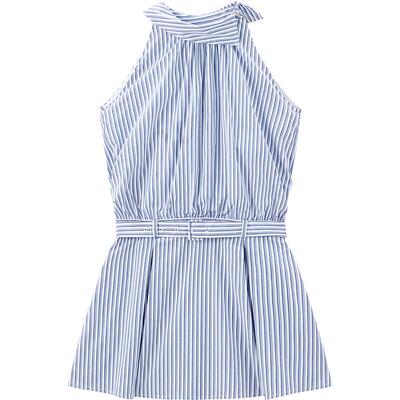 【商场同款】乐町条纹斜领无袖连衣裙25年夏季新款裙子C2FAF2328