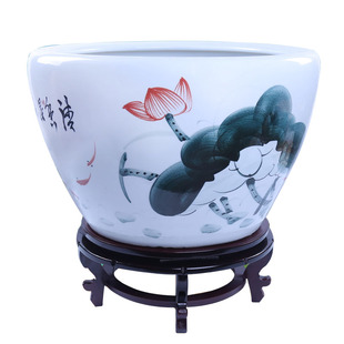 景德镇陶瓷鱼缸水族箱 大号碗莲睡莲花盆荷花金鱼缸客厅乌龟缸