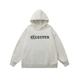 卫衣男款春秋重磅加绒字母印花连帽卫衣2026新款宽松美式情侣外套