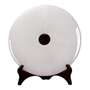 天然阿富汗白玉平安扣精品摆件和氏璧玄关酒柜玉器天然工艺品玉璧