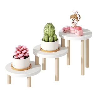 圆盘桌面阶梯花架多肉盆栽小型置物架办公室桌面木质创意花盆架子