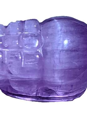 天然紫锂辉石貔貅雕刻猫眼小饰品