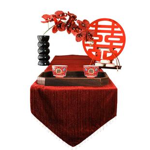 结婚茶几装饰婚房布置套装男方新房客厅桌面中式婚礼敬茶订婚摆台