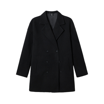 韦恩泽维尔翻领中长款毛呢外套