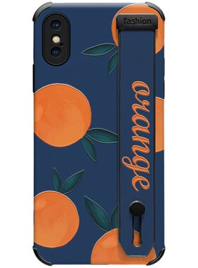 腕带支架适用苹果x手机壳仿皮iPhone8plus保护套橘子可爱ip7网红新款8镜头全包xr防摔xs女款个性se2创意潮牌x