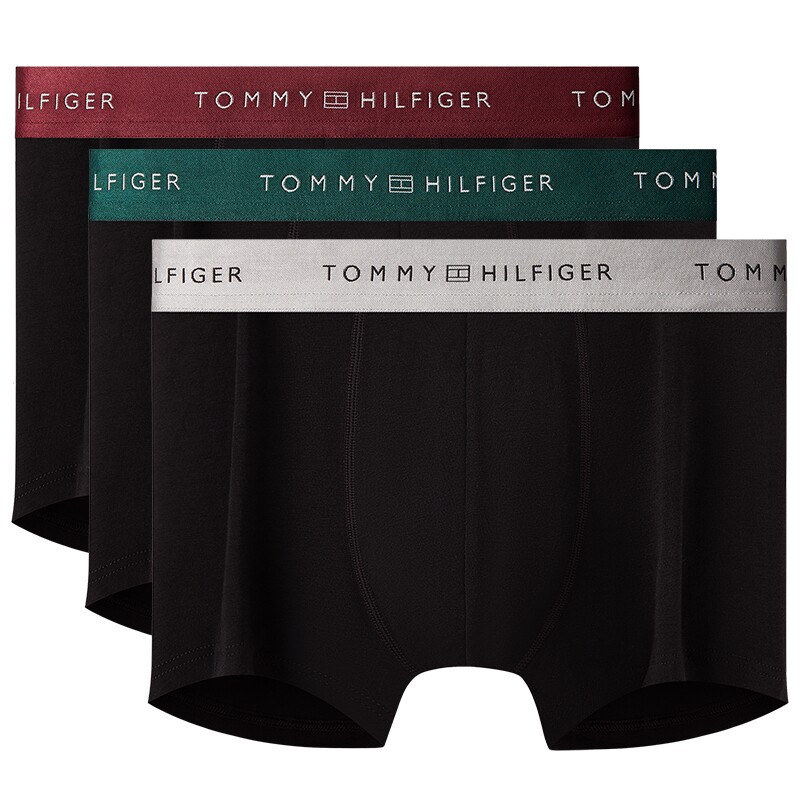 Tommy男装提花平角内裤三条装