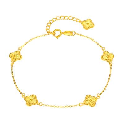 梦金园四叶草18K金手链生日礼