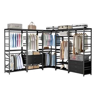 【痞幼同款】金属框架带抽屉开放式衣柜落地铁艺挂衣架衣帽间组合