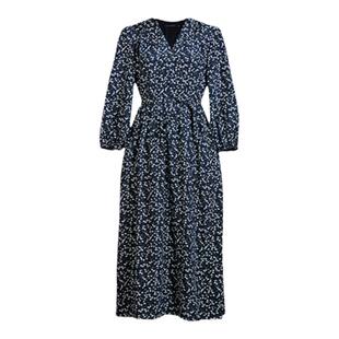 HeyDress法式碎花连衣裙女春秋复古V领显瘦温柔红色长袖茶歇裙子