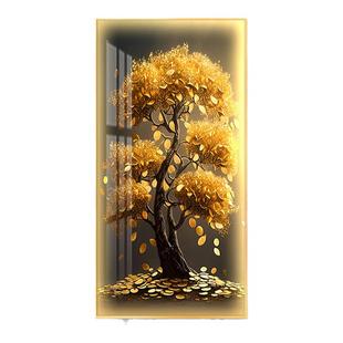 发财树led带灯轻奢入户玄关装饰画简约现代挂画壁画过道高级感