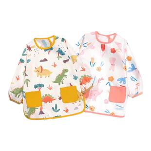 尼多熊儿童围裙男女童画画罩衣吃饭围兜防水幼儿园美术课罩衣防脏