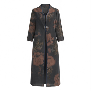 真丝香云纱妈妈早秋外套女2025年秋季高端气质桑蚕丝开衫女士风衣