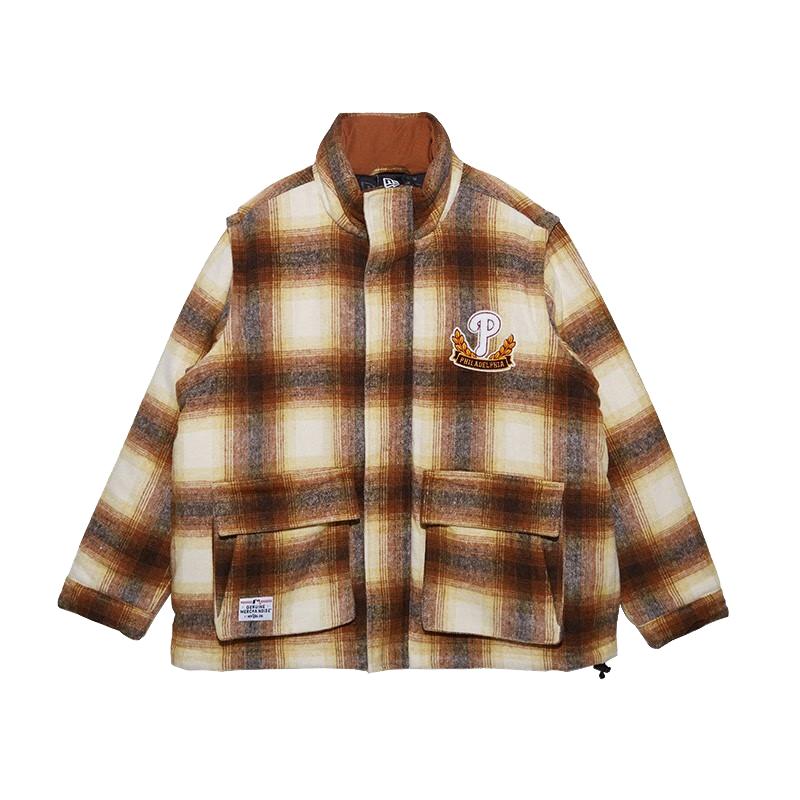 纽亦华男女法兰绒可拆袖棉服