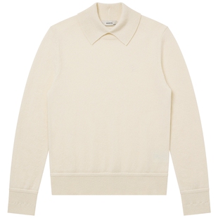 【宋佳明星同款】Hazzys哈吉斯翻领针织衫女秋冬新品纯色羊绒衫